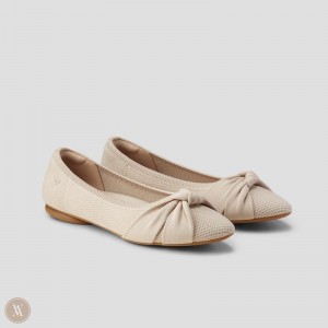 Almond VIVAIA Bibi Women's Round-Toe Knotted Flats | AZE-0041