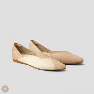 Beige Brown VIVAIA Valencia Women's Pointed-Toe V-Cut Flats | JFI-0719