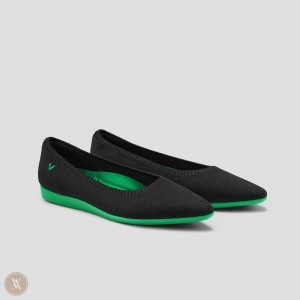 Black Green VIVAIA Aria CloudWalker Women's Lightweight Pointed-Ballet Flats | YSI-3549