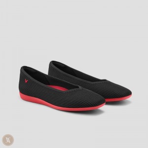 Black Red VIVAIA Margot CloudWalker Women's Lightweight Square-Toe V-Cut Flats | AXX-1617