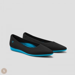 Black VIVAIA Aria CloudWalker Women's Lightweight Pointed-Ballet Flats | KCE-2573