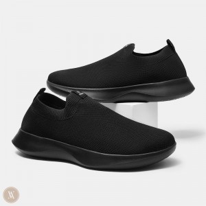 Black VIVAIA Bernie Men's Waterproof Slip-on Sneakers | WCI-6382