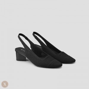 Black VIVAIA Leah Women's Pointed-Toe Sling-Back Heels | VQO-5891