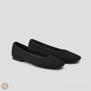 Black VIVAIA Margot 2.0 Women's Square-Toe V-Cut Flats | WXS-3765