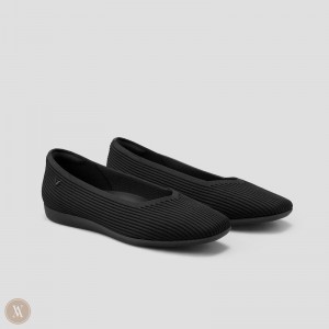 Black VIVAIA Margot CloudWalker Women's Lightweight Square-Toe V-Cut Flats | LLD-6222