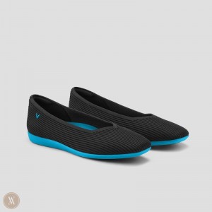 Black VIVAIA Margot CloudWalker Women's Lightweight Square-Toe V-Cut Flats | KKU-7171