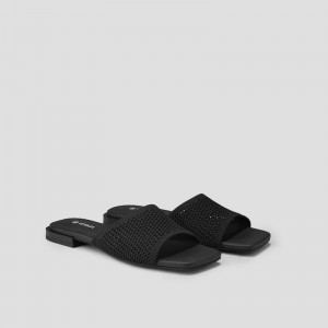 Black VIVAIA Marianna Women's Wide Band Slide Sandals | IXI-3003