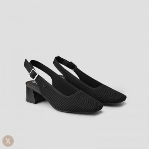 Black VIVAIA Melody Slingback Women's Square Toe Block Heel | MYJ-9798