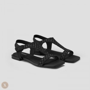 Black VIVAIA Mia Women's Square-Toe Adjustable Sandals | ZWO-1276