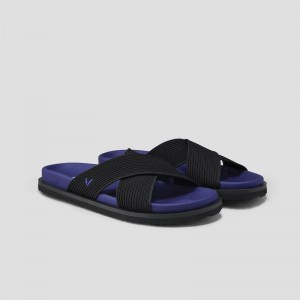 Black VIVAIA Natalia Women's Criss Cross Straps Slides | IAI-4707