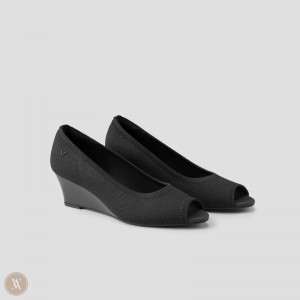 Black VIVAIA Tamia Peep Toe Women's Peep Toe Wedge | VSV-1182