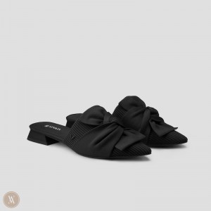 Black VIVAIA Yaffa Women's Pointed-Toe Knot Sandals | BLB-5711