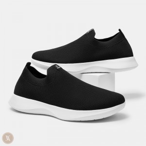 Black White VIVAIA Bernie Men's Waterproof Slip-on Sneakers | DYQ-8594