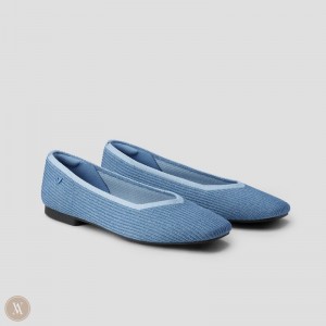 Blue VIVAIA Margot 2.0 Women's Square-Toe V-Cut Flats | ARG-8332