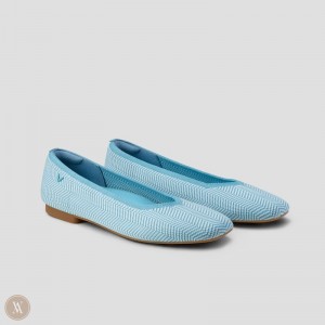 Blue VIVAIA Margot 2.0 Women's Square-Toe V-Cut Flats | UYH-8014