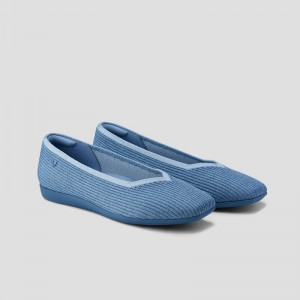 Blue VIVAIA Margot Walker Women's Lightweight Square-Toe V-Cut Flats | TDU-5146