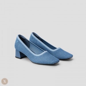 Blue VIVAIA Melody Women's Square-Toe Chunky Heels | UKK-7332