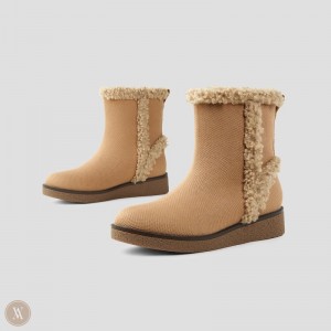 Brown VIVAIA Courtney Women's Faux Fur Ankle Booties | DJM-0596