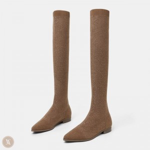 Brown VIVAIA Michaelia Women's Pointed-Toe Over-the-Knee Boots | QJH-8579