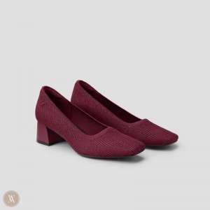 Burgundy VIVAIA Melody Women's Square-Toe Chunky Heels | LIK-6347