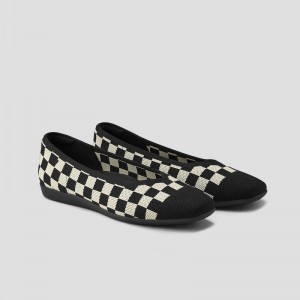 Checker VIVAIA Margot Walker Women's Lightweight Square-Toe V-Cut Flats | TNE-7323