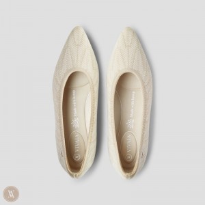 Cream White VIVAIA Aria 5° Hemp Women's Pointed-Toe Ballet Flats | DSX-4019