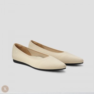 Cream White VIVAIA Aria 5° Women's Pointed-Toe Ballet Flats | QGK-5264