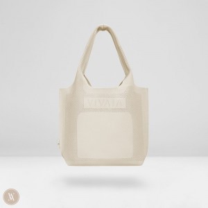 Cream White VIVAIA Zahara Tote-Cream Ivory Women's Bags | TZB-4974