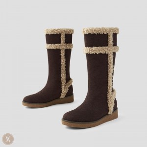 Dark Chocolate VIVAIA Camila Women's Faux Fur Boots | YHS-0301