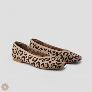 Dark Leopard VIVAIA Margot 2.0 Women's Square-Toe V-Cut Flats | BSU-0120