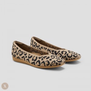 Dark Leopard VIVAIA Margot CloudWalker Women's Lightweight Square-Toe V-Cut Flats | JLF-7583