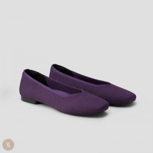 Eggplant VIVAIA Margot 2.0 Women's Square-Toe V-Cut Flats | LJX-4450