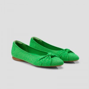 Green VIVAIA Bibi Women's Round-Toe Knotted Flats | XIO-4770