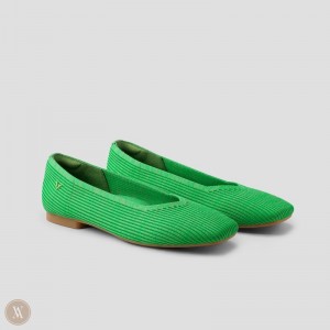 Green VIVAIA Margot 2.0 Women's Square-Toe V-Cut Flats | GSJ-0626