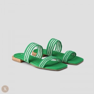 Green VIVAIA Maya Women's Square-Toe Slide Sandals | WZX-1032