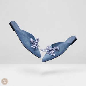 Grey Blue VIVAIA Molly Women's Pointed-Toe Bow Mules | IEH-6595