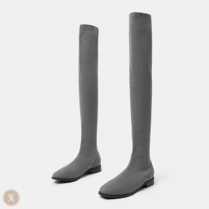 Grey VIVAIA Happer Women's Square-Toe Over-the-Knee Boots | AEL-9757