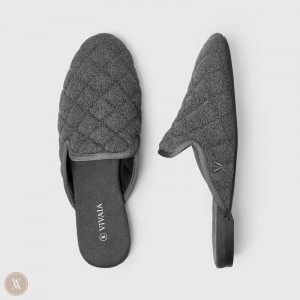 Grey VIVAIA Sherry Women's Round-Toe Quilted Mules | CVM-8648