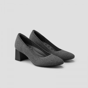 Grey VIVAIA Tamia Block Heel Women's Almond Toe Heels | XSA-1004