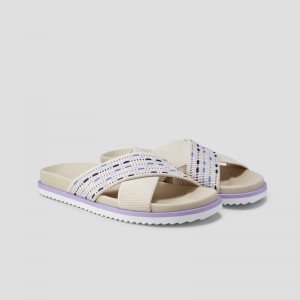 Multicolor Blue VIVAIA Natalia Women's Criss Cross Straps Slides | OYA-9656