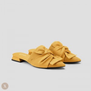 Mustard Yellow VIVAIA Yaffa Women's Pointed-Toe Knot Sandals | SQF-4103