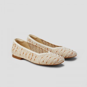 Nature Crochet VIVAIA Margot 2.0 Women's Square-Toe V-Cut Flats | MIN-0206