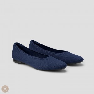 Navy VIVAIA Tamia 2.0 Women's Almond-Toe Ballet Flats | JWD-8119