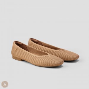 Nutmeg VIVAIA Margot 2.0 Women's Square-Toe V-Cut Flats | YYN-8011