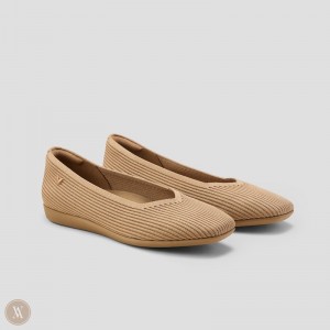 Nutmeg VIVAIA Margot CloudWalker Women's Lightweight Square-Toe V-Cut Flats | OKG-9522