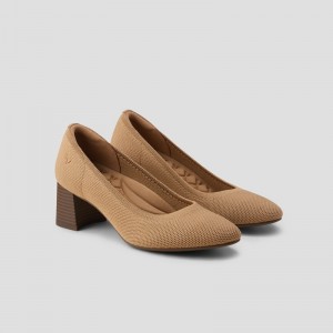 Nutmeg VIVAIA Tamia Block Heel Women's Almond Toe Heels | NUI-6818