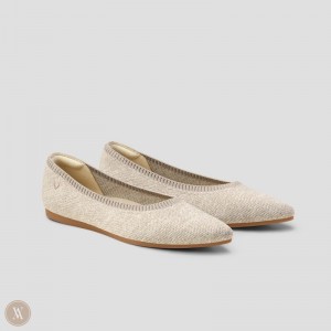 Oatmilk VIVAIA Aria 5° Women's Pointed-Toe Ballet Flats | LHO-9791