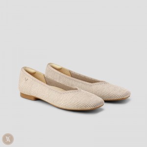 Oatmilk VIVAIA Margot 2.0 Women's Square-Toe V-Cut Flats | SRH-0366