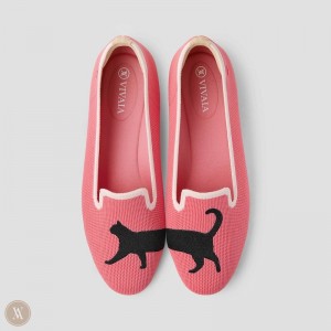 Pink VIVAIA Audrey Women's Round-Toe Embroidered Loafers | NQH-5827