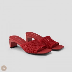 Red VIVAIA Juliet Women's Square-Toe Block Heel Slide | ACI-6078